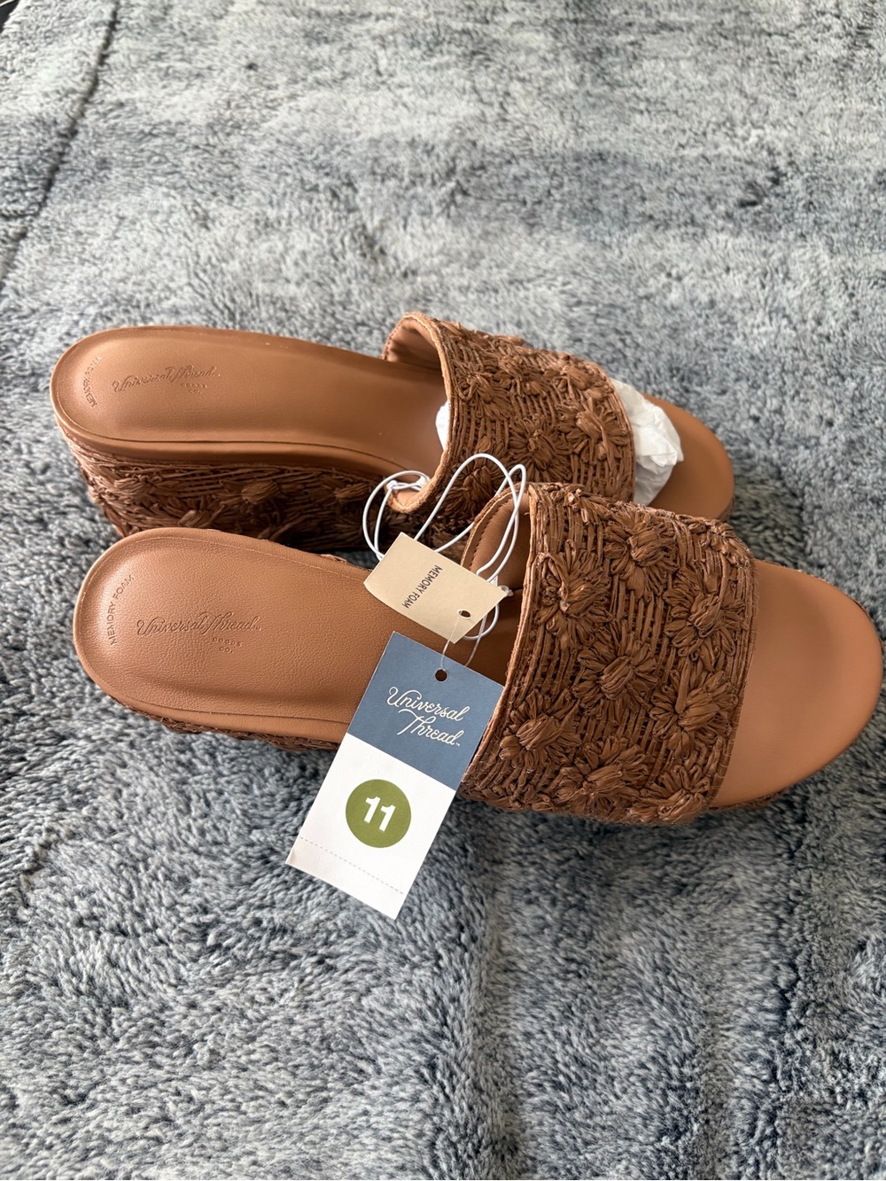 Universal Thread Brown Woven Platform Slide Wedges - Picture 6 of 6